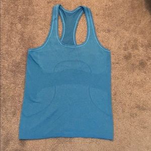 Lululemon, blue razor back tank, size 6